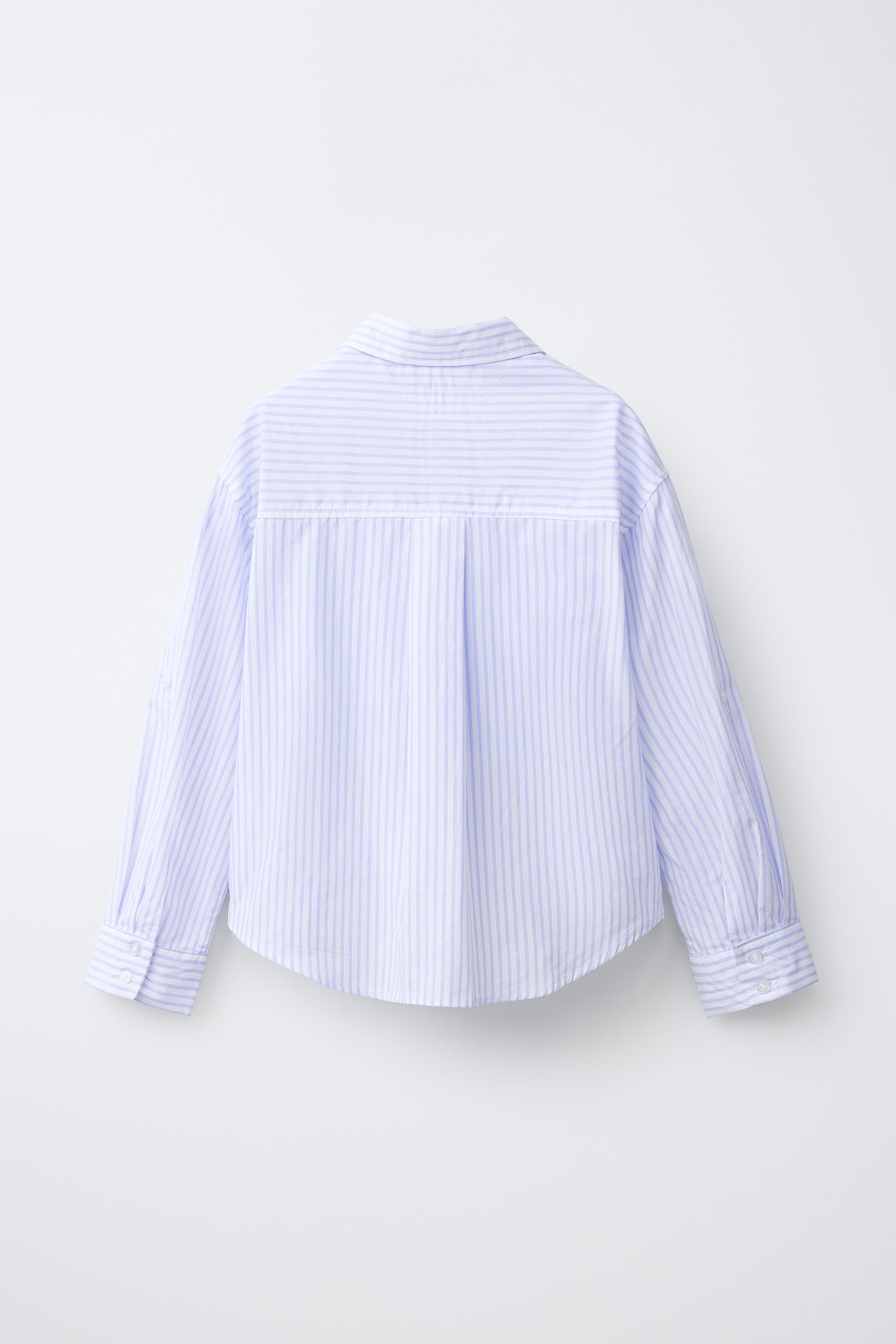 Детские рубашки Zara STRIPED SHIRT AND EMBROIDERED RIB T-SHIRT SET — фото 2