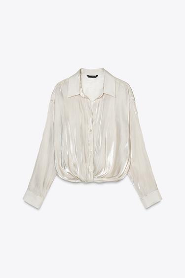 TWISTED SATIN BLOUSE - ECRU by Zara