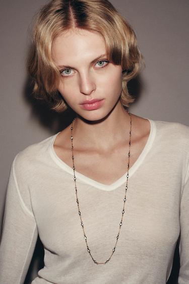 COLLIER MÉTALLIQUE CRISTAUX - Doré de Zara - Image 1