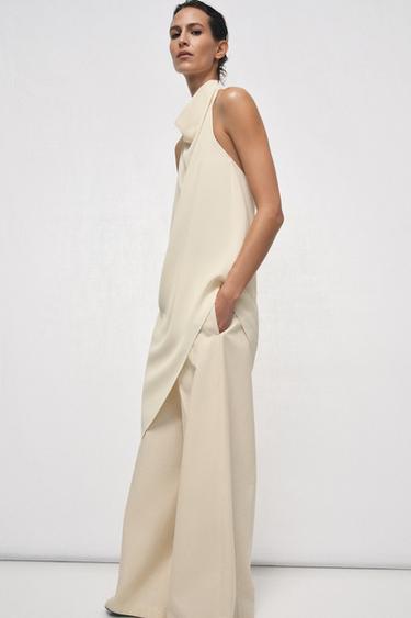 ZW COLLECTION PLEATED WIDE-LEG TROUSERS - Ecru by Zara