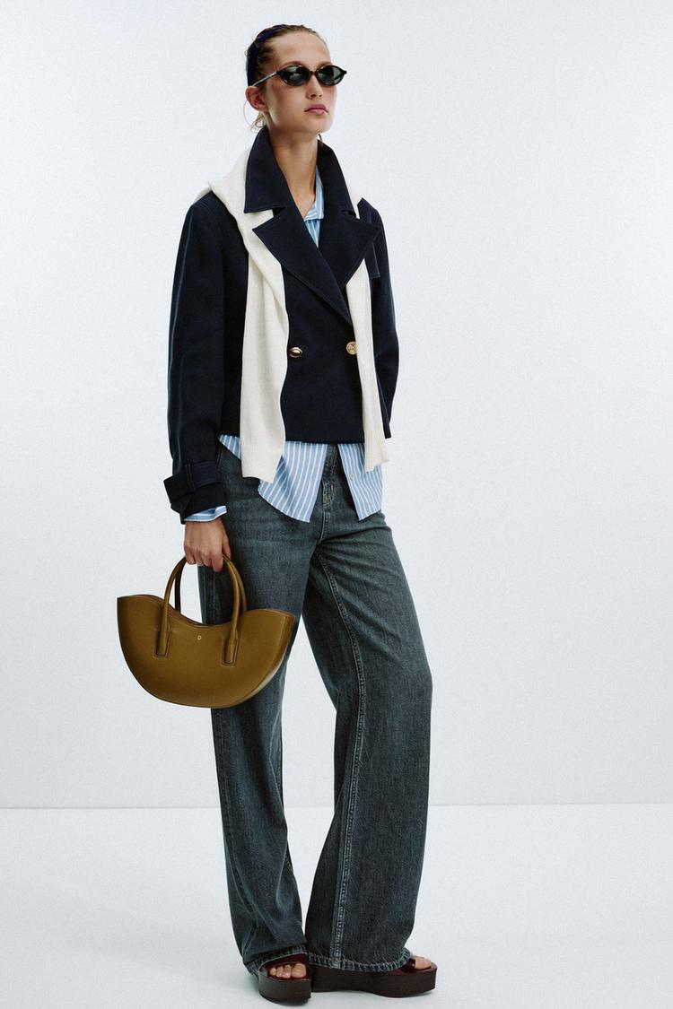 Sac Cabas Zara Sac Jean MINI SAC SHOPPER OVALE Vert ZARA France