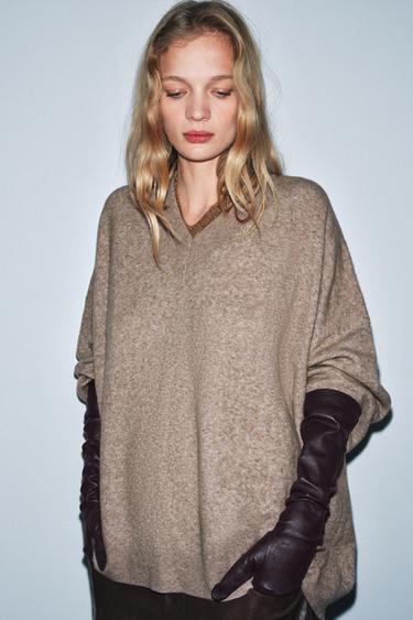 Zara 100% 真皮長手套 - 巧克力色