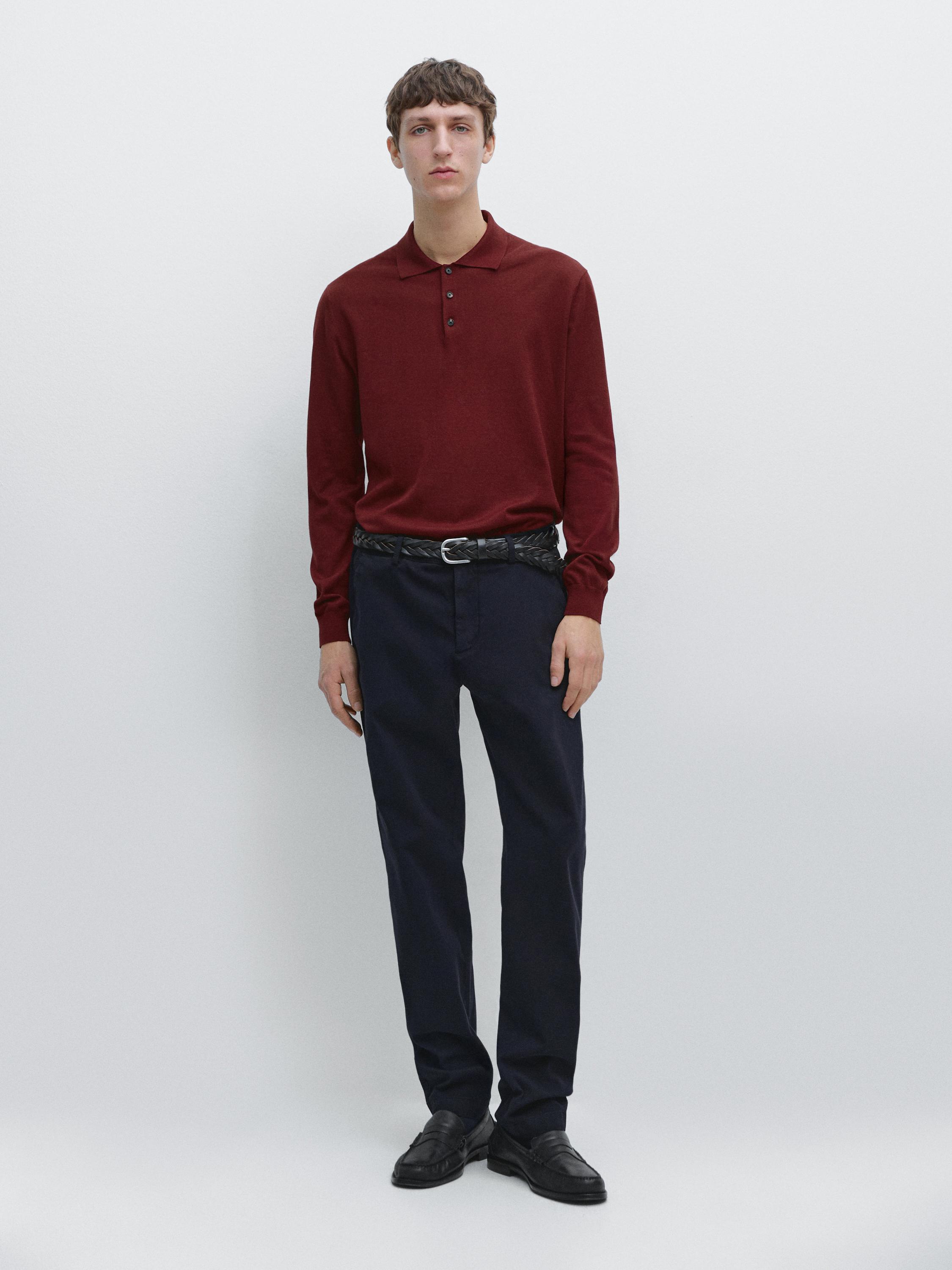 Slim-fit micro-textured trousers