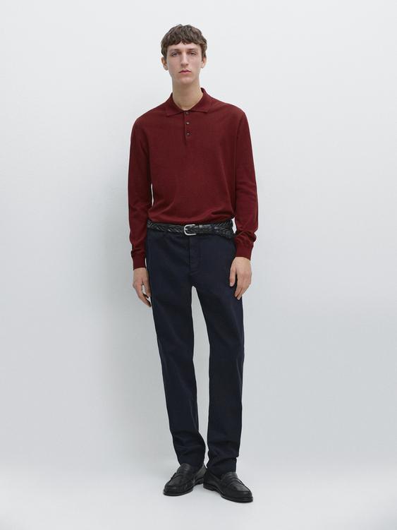 Slim-fit micro-textured trousers