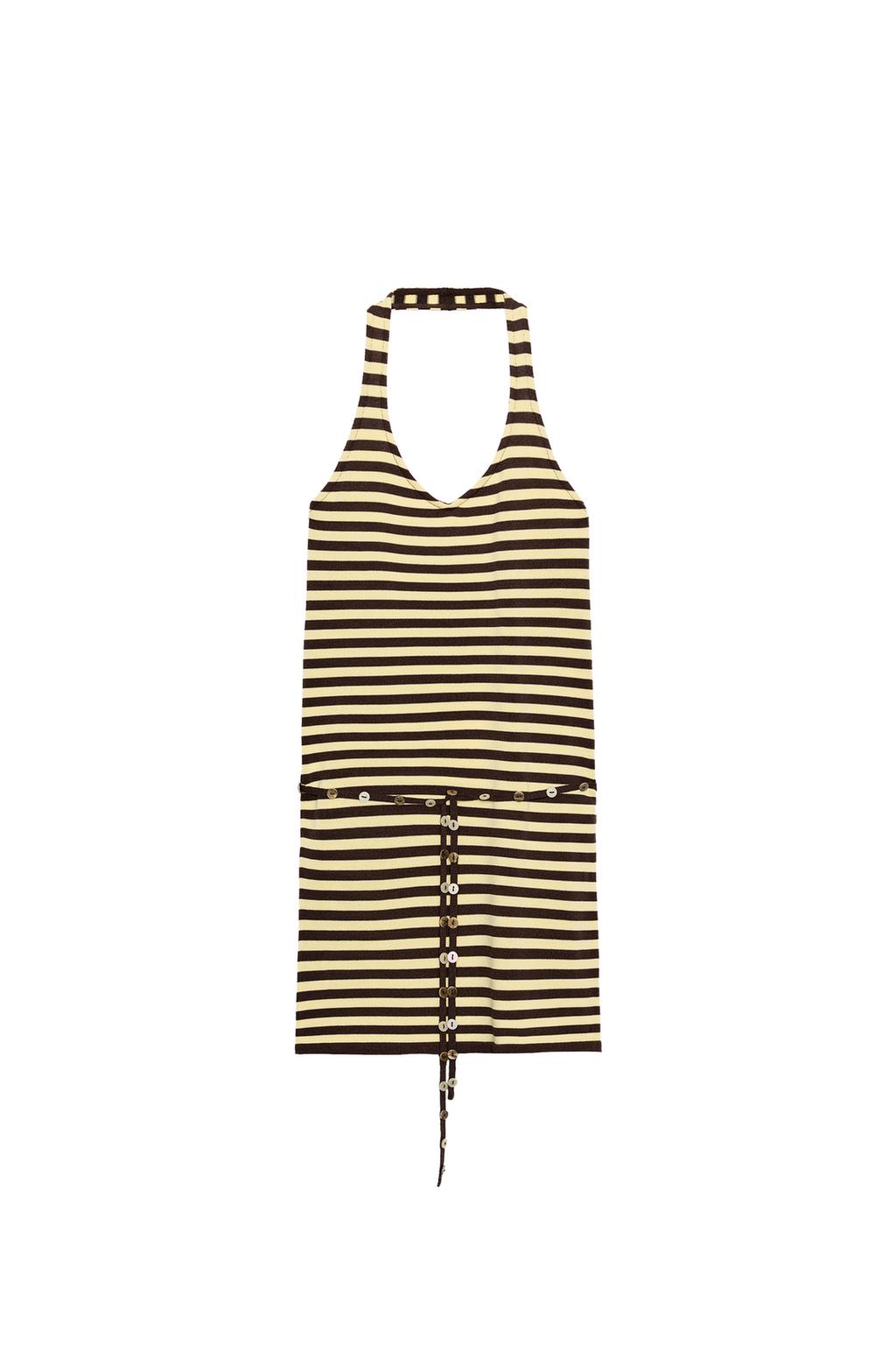BELTED STRIPED HALTER DRESS - image 3