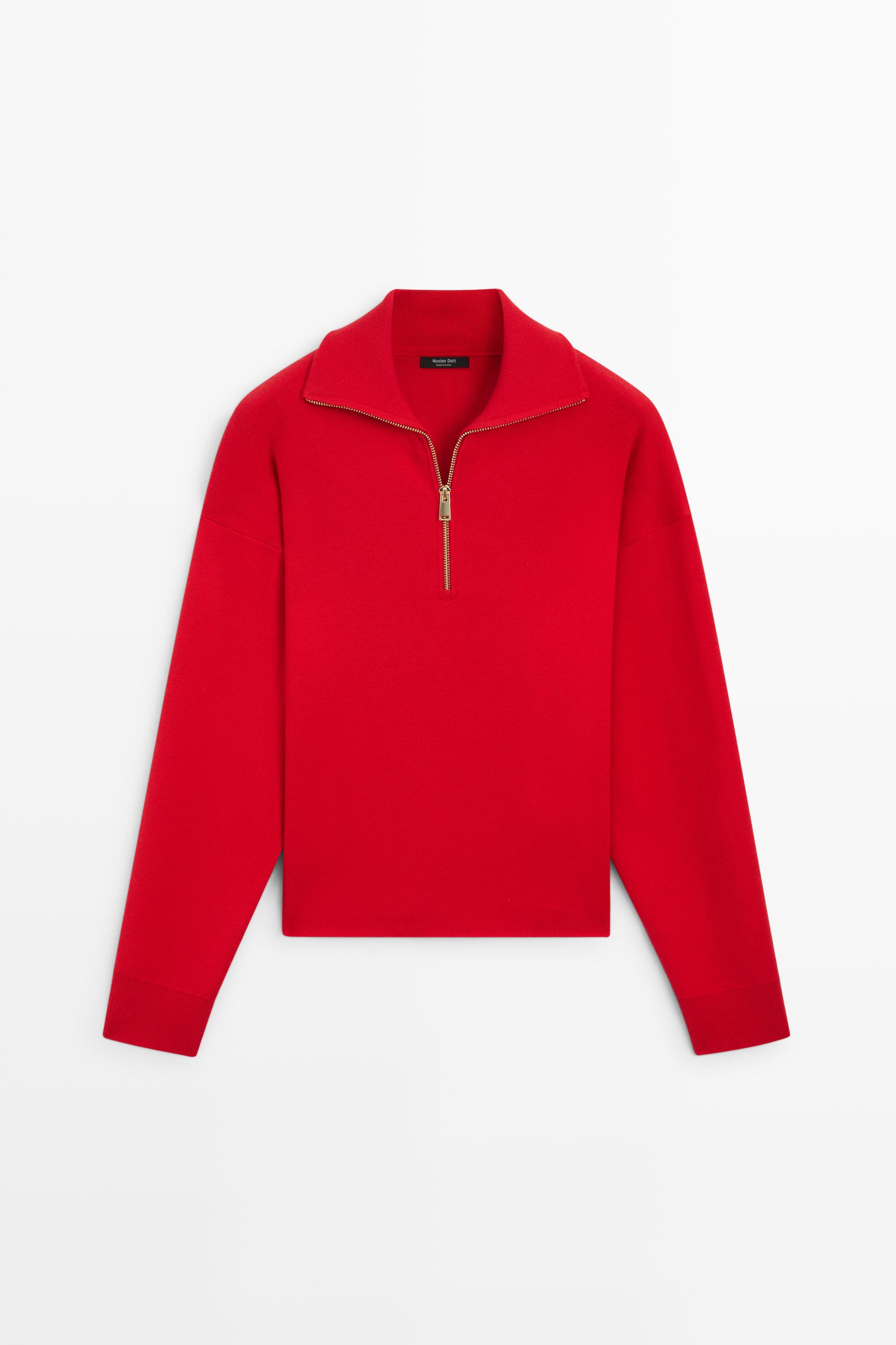 Pull polo en maille zippé coton