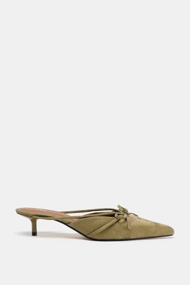 SLINGBACK FABRIC SHOES WITH BOW - Green by Zara