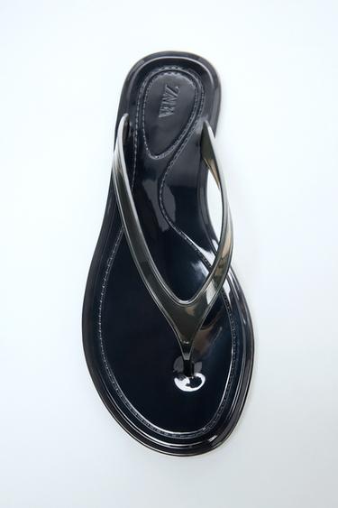 Zara JELLY THONG SANDALS - Black