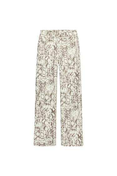 JEANS Z1975 STRAIGHT TIRO ALTO LONG LENGTH ESTAMPADO ANIMAL - Serpiente de Zara
