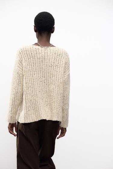 CONTRAST KNIT SWEATER - Ecru by Zara - Image 3