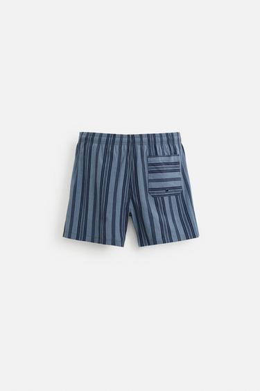 STRIPED MEDIUM SWIMMING TRUNKS - Navy blue by Zara - Image 1