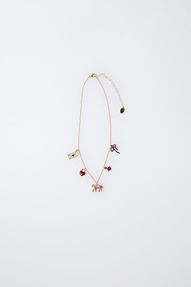 Zara 多墜飾馬匹項鍊 - 紅色