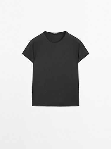 T-shirt à manches courtes 100 % coton - Plomb de Zara