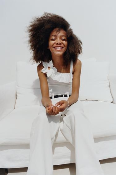 Zara RUFFLED FLORAL BODYSUIT - White