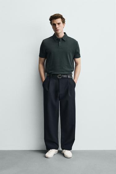 POLO ESTRUCTURA WAFFLE - Verde azul de Zara - Imagen 0