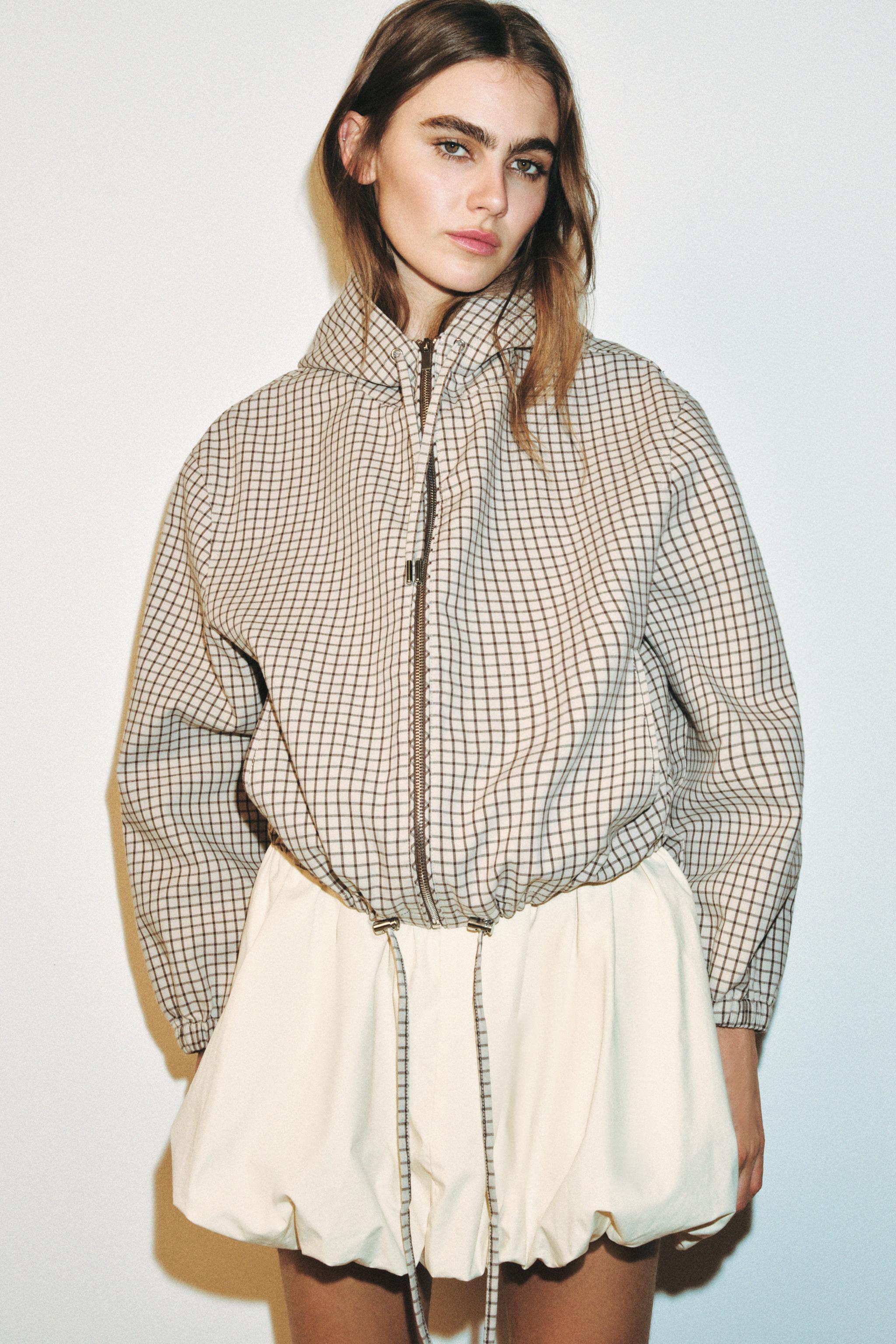 VESTE À CARREAUX CAPUCHE