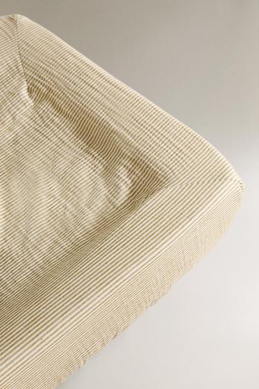 HOUSSE MATELAS À LANGER BÉBÉ GAZE RAYURES - Vert de Zara - Image 2