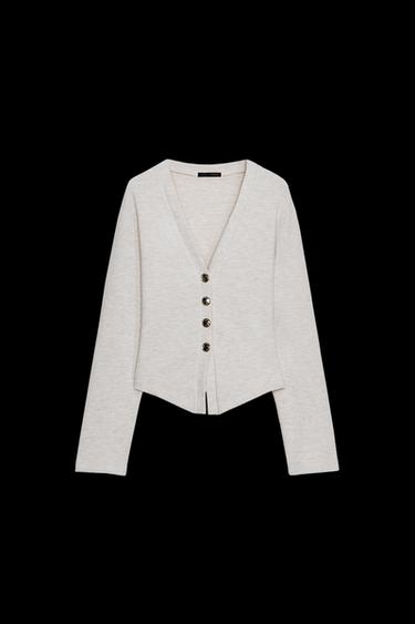 SOFT BUTTON CARDIGAN - Beige marl by Zara - Image 0