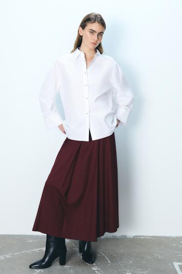 CONTRAST OVERSIZE POPLIN SHIRT - White by Zara - Image 0