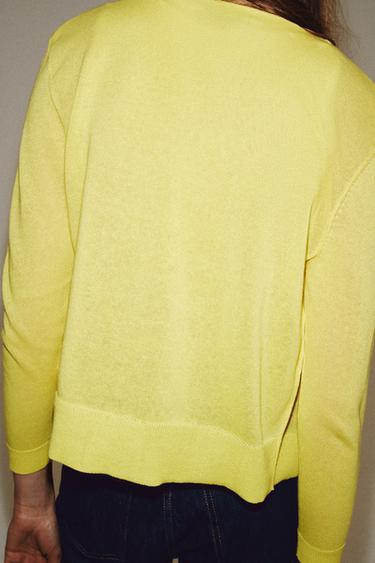 FINE KNIT CARDIGAN - Yellow by Zara - Image 2