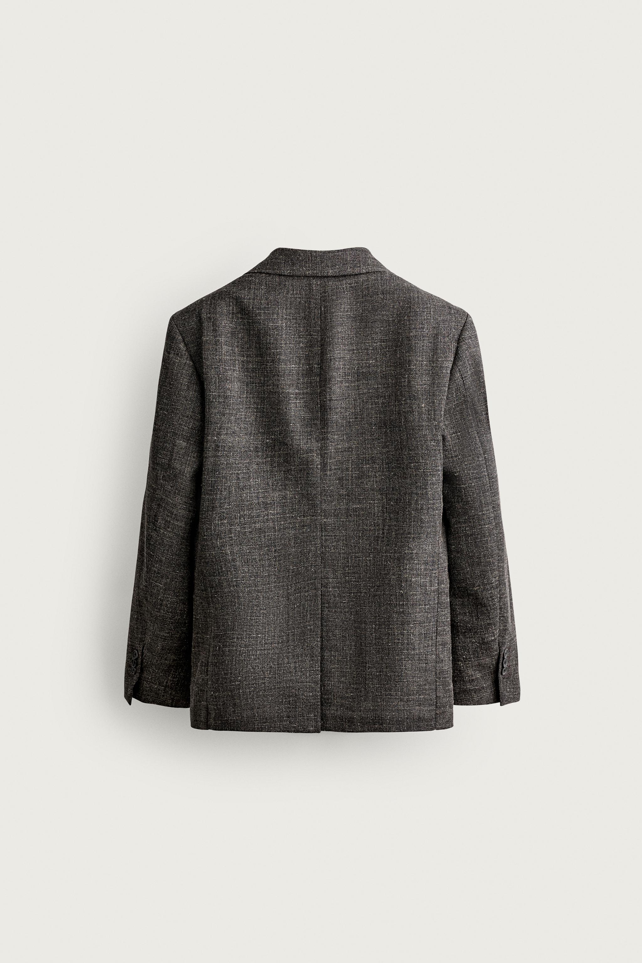 AARON LEVINE X ZARA WOOL-LINEN SUIT BLAZER — Black (alternate view)