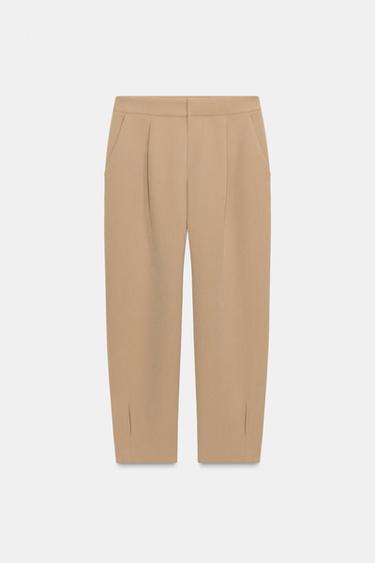 PLEATED CARROT TROUSERS - camel by Zara - Image 5