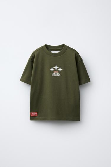 Zara TEXT PRINT T-SHIRT - Khaki - Image 0