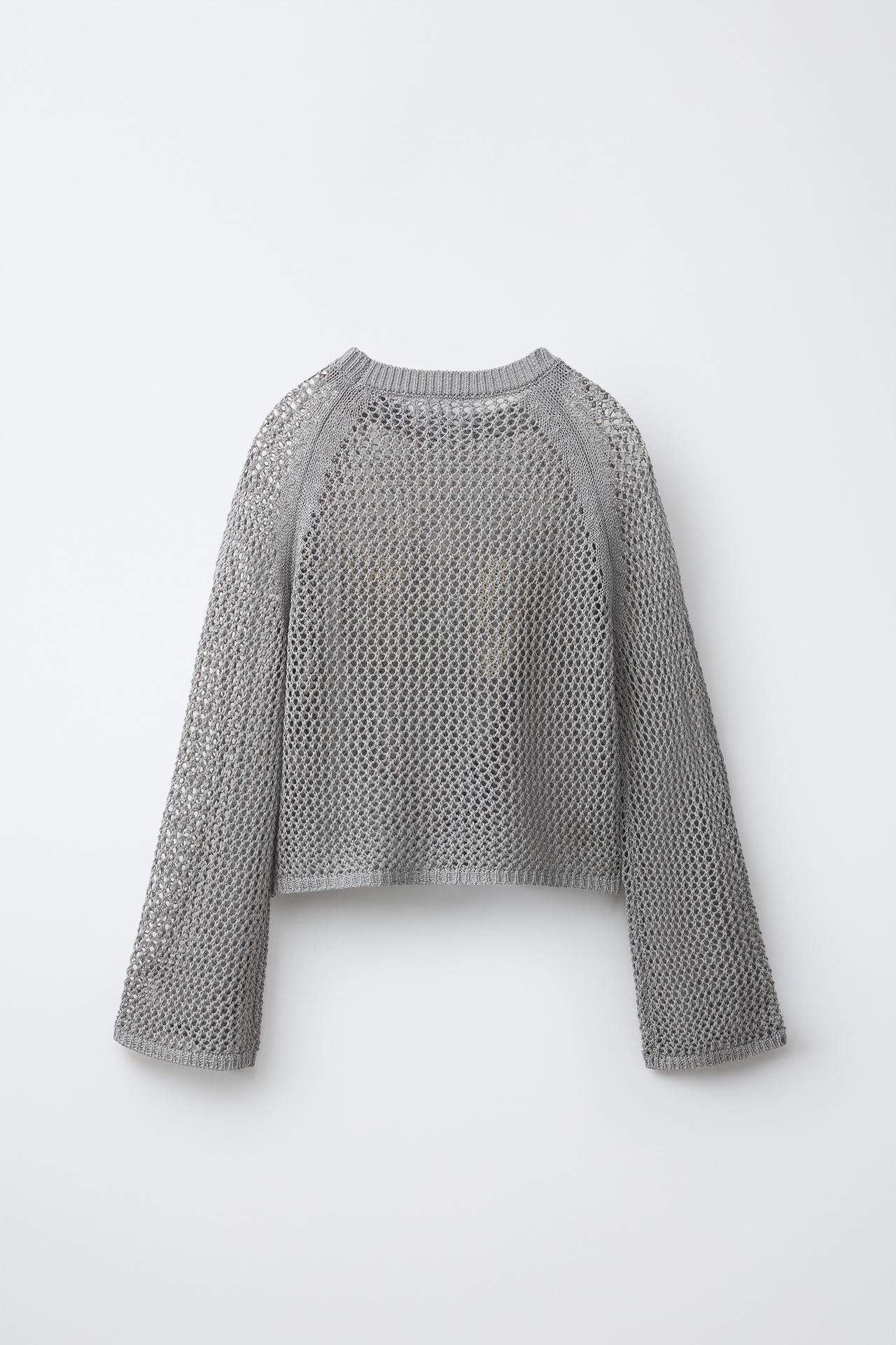 MESH TEXT JUMPER — Gray marl