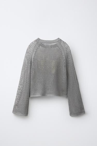 MESH TEXT JUMPER — Gray marl 2