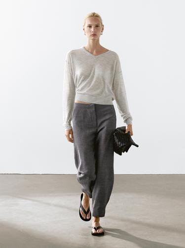 Jersey punto fino 100% cashmere - Gris claro de Zara - Imagen 0