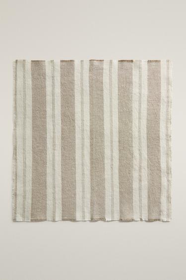 HEAVYWEIGHT LINEN STRIPED NAPKINS (PACK OF 2) — Ecru 2