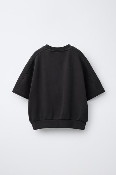 T-SHIRT EN MOLLETON AVEC INSCRIPTION - Anthracite foncé de Zara - Image 1