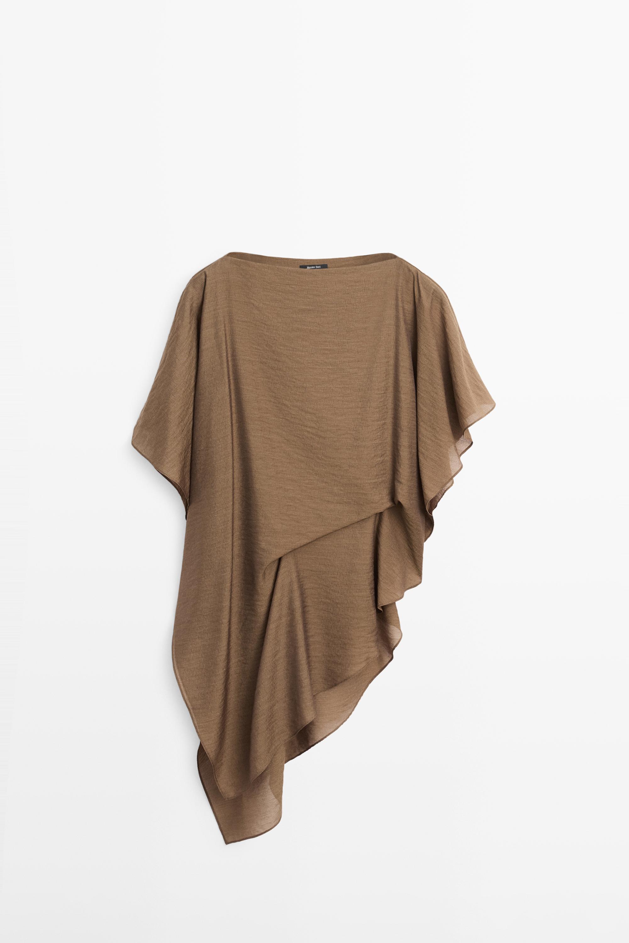 Asymmetric cape-style flowing blouse