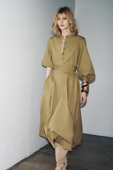 ZW COLLECTION BELTED SHIRT DRESS - Khaki by Zara - Image 2