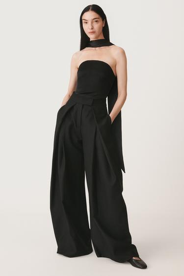 SATIN SCARF TOP 50TH ANNIVERSARY - Black by Zara