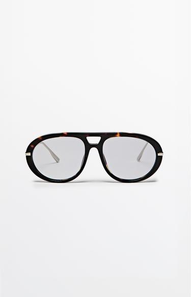 Lunettes aviateur effet écaille - Bleu de Zara