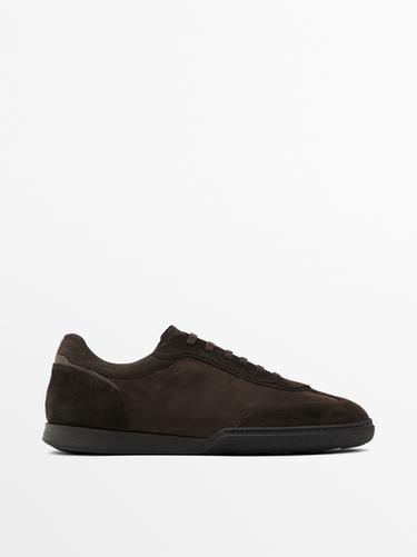 Zara Split leather trainers with contrast soles - Brown