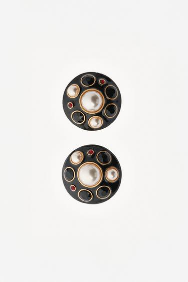 BOUCLES D'OREILLES BOUTON PERLES BIJOUX WILLY CHAVARRIA X ZARA - Noir de Zara