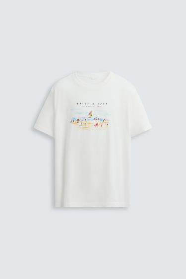 CONTRAST PRINT T-SHIRT - Oyster-white by Zara