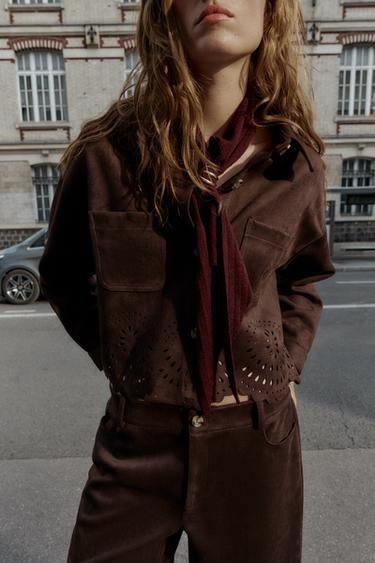 KNITTED BANDANA WITH BROOCH - Burgundy by Zara - Image 0