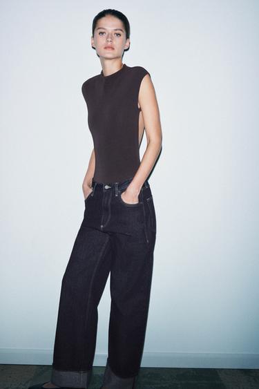 BODYSUIT CO GIÃN CUT OUT - Màu nâu từ Zara