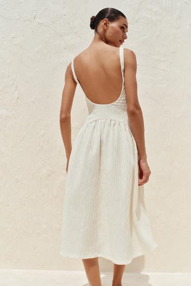 ROBE À BRETELLES TEXTURÉE - Écru de Zara - Image 5