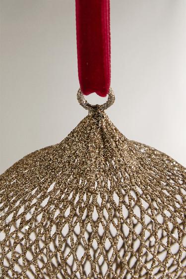 MESH BAUBLE CHRISTMAS TREE DECORATION - Silver by Zara - Image 1