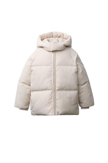 ABRIGO ACOLCHADO CAPUCHA WATER REPELLENT - Crudo de Zara