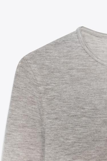 THREE-QUARTER SLEEVE T-SHIRT - Beige marl by Zara - Image 6
