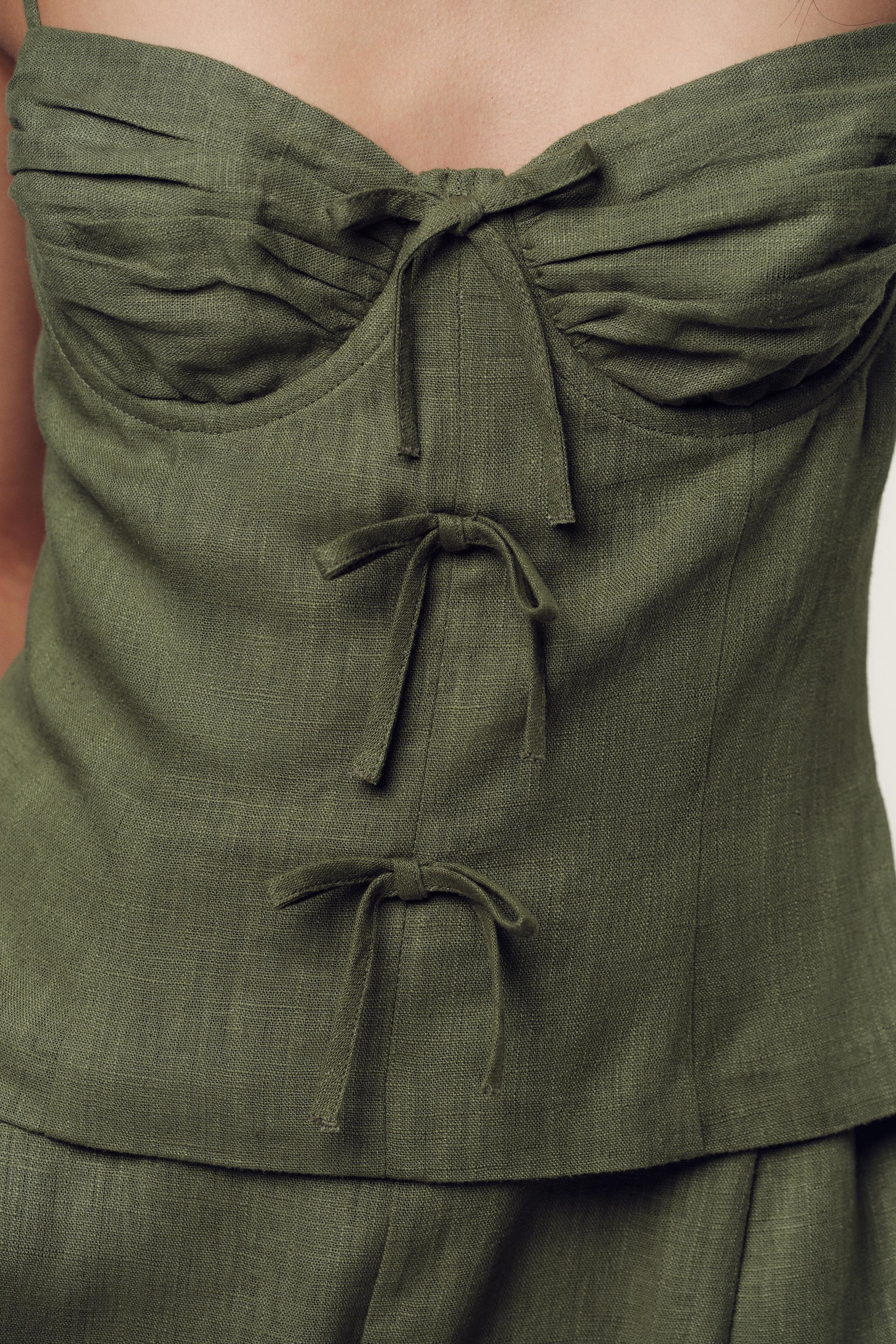 ZARA ツーピース風ホルターネックロングジャンプスーツ 3372/568 スペイン発 ZARA ツーピース効果 ロングホルタージャンプスーツ