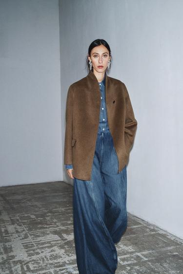 Zara OVERSIZED BLAZER WITH WOOL ZW COLLECTION - Brown