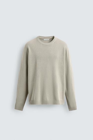 TEXTURED COTTON JUMPER - Stone by Zara