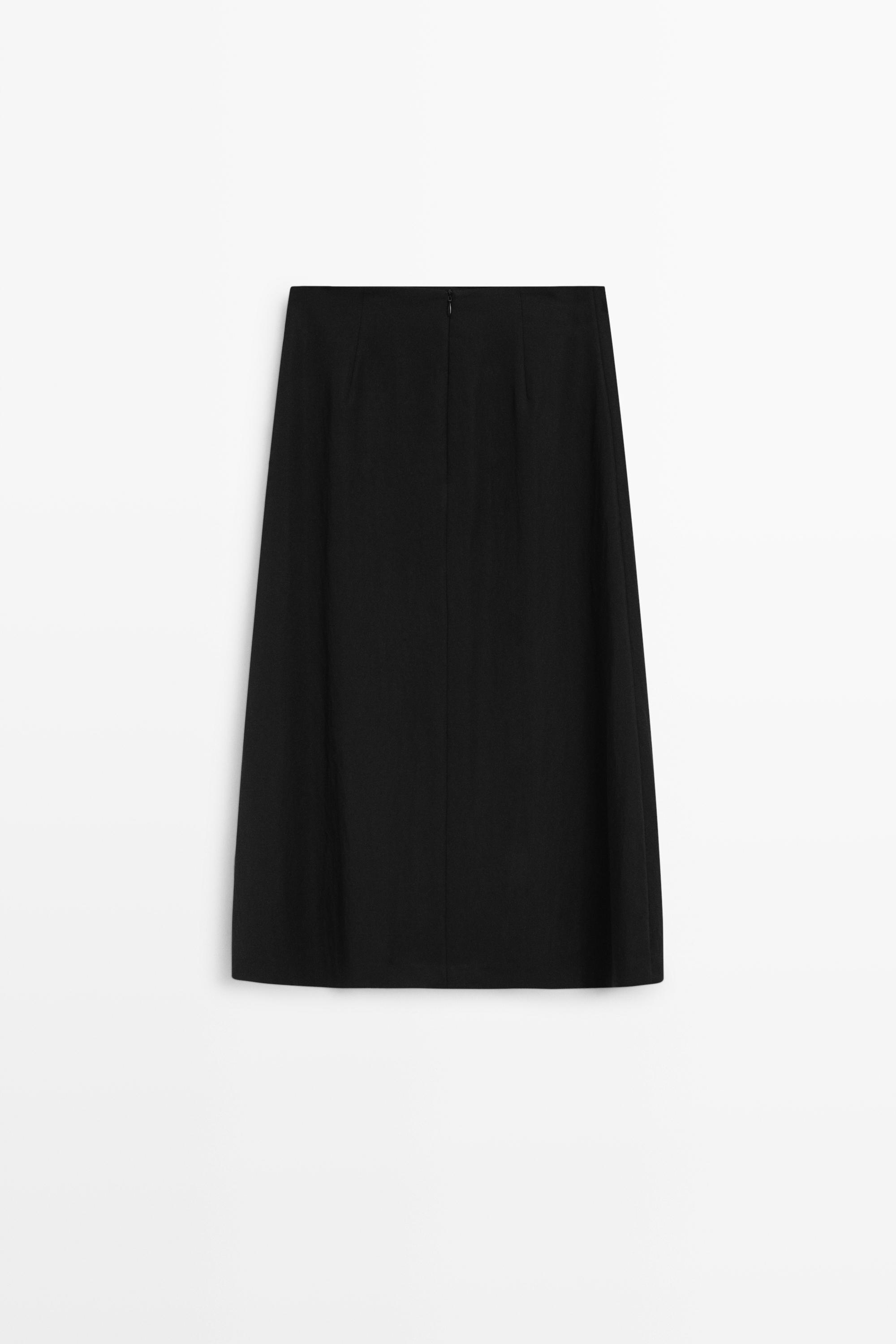 Straight midi skirt with button detail