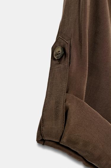 FLOWING SHIRT DRESS WITH BELT - Brown by Zara - Image 8